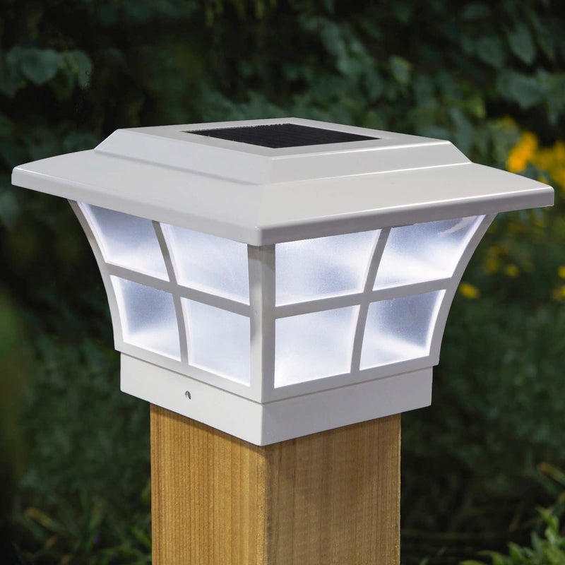 Classy Caps SL079W Prestige Solar Post Cap - White â€“ High-Performance Solar LED Lights, fits 3.5x3.5 & 4x4 Posts, Durable PVC (Vinyl) Construction, Weather-Resistant, Ideal for Decks, Fences - Image 2